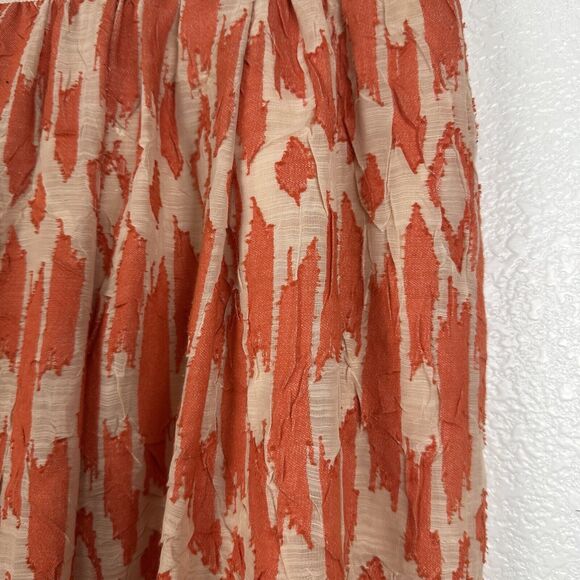 J. Crew Skirt Women Size 6 Orange Ikat Pleated A-Line Preppy Twee Dainty - Picture 3 of 9
